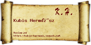 Kubis Hermész névjegykártya